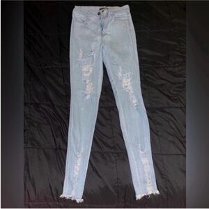 Fashion Nova Light Blue Distressed Women's Skinny Jeans